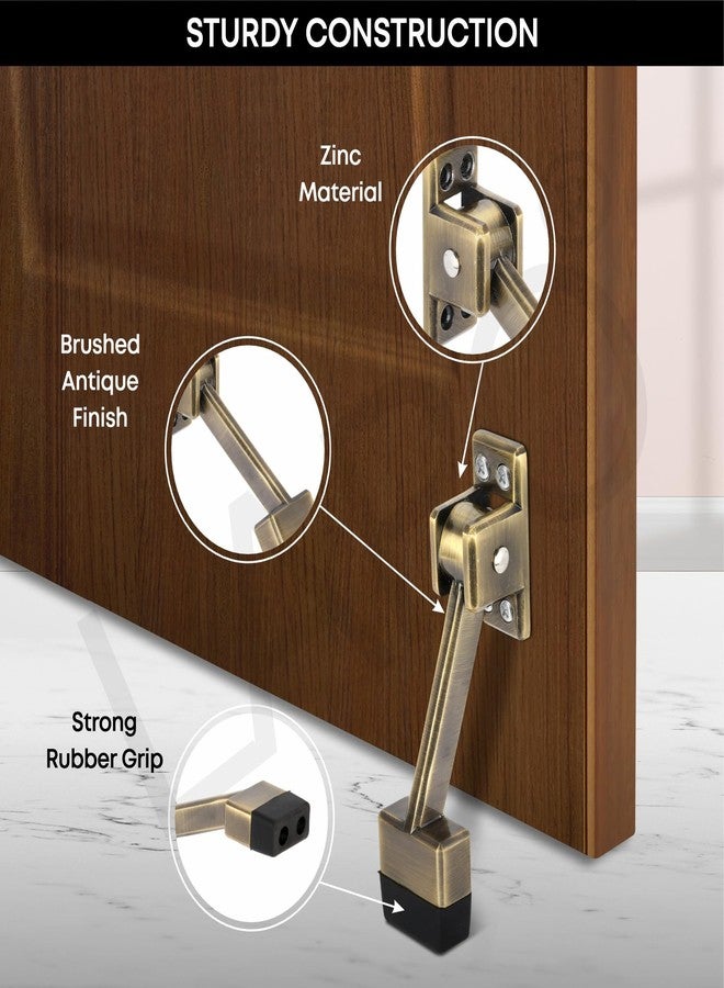 LAPO Premium 5-Inch Door Stopper for Main Door with Screw | Door Stopper to Hold Door | Heavy Duty Wooden Door Holder for Home, Office, Hotel | Antique Finish | Strong Grip (Pack of 2) - Image 2